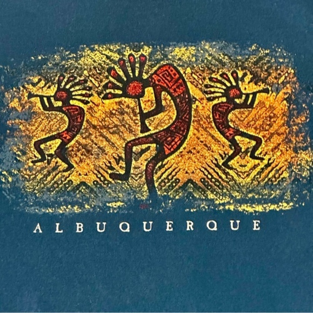 Albuquerque New Mexico Kokopelli Blue Graphic Tee Music Travel Southwest Vintage